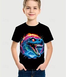 billiga -Pojkar 3D Dinosaurie T-shirt Kortärmad Sommar Vår Mode Grundläggande Barn 4-12 år Rund hals Utomhus Ledigt Dagligen Normal