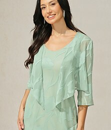 economico -Per donna Bolero Tinta unica Elegante Essenziale Casual Manica 3/4 Asimmetrico Top corti Ospite di nozze Matrimonio in Spiaggia Paillettes Patchwork Verde salvia Estate Primavera Autunno