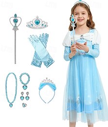 halpa -Frozen Satuteema Prinsessa Elsa Kukka tyttö mekko Teema juhlapuku Tylli Mekot Cosplay Elokuva-cosplay for Tyttöjen Lasten Karnevaali Naamiaiset Juhla
