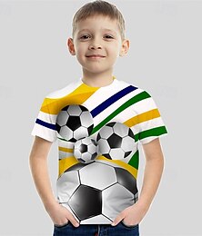 billiga -Pojkar 3D Fotboll T-shirt Kortärmad Sommar Vår Mode Grundläggande Barn 4-12 år Rund hals Utomhus Ledigt Dagligen Normal