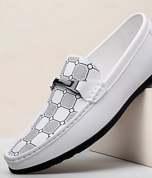 abordables -mocassins et chaussures à enfiler blancs pour hommes avec détail de chaîne décoratif et semelle intérieure rembourrée douce - parfaits pour les occasions décontractées, professionnelles et formelles