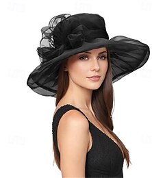 voordelige -Kentucky Derby hoeden voor dames 2025 elegante theekransjes hoeden organza Victoriaanse kerk bruiloft fascinator hoed