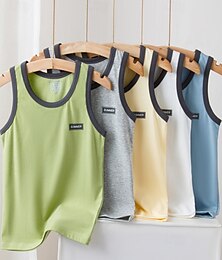 economico -Bambini Ragazzi Carro armato Tee Blocco di colori Senza Maniche Top bambini Uscire Essenziale Estate Bianco Dai 4 anni in su