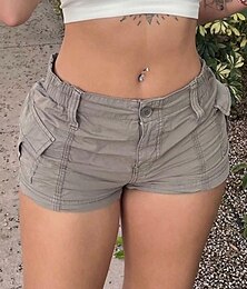 preiswerte -Damen Jeans Cargo-Shorts Chinos Mode Streetwear Kurz Hohe Taille Einfach Tasche Bequem Weich Mikroelastisch Outdoor Urlaub Straße Schwarz Rosa Grün Grau Sommer Schmale Passform