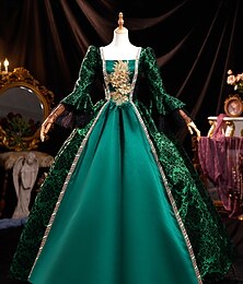 abordables -ancien Rococo Renaissance Maxi Robe Normal Juliette Princesse Mariée Plissé Volanté Princesse Col rond Déguisement Femmes Halloween Carnaval Mascarade Performance Soirée Halloween Adultes Toutes