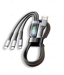 economico -Cavo di ricarica super veloce 3 in 1 trasparente e luminoso da 2 m con display LED, adattatore da USB C a Lightning/USB A/micro, cavo di ricarica multiplo 4 in 1 per tutti i telefoni