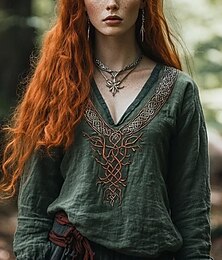 economico -Per donna Blusa Floreale Grafico Geometrico Bohemien Vintage Quotidiano Manica 3/4 Girocollo Scollo a Barca Top Regolari Quotidiano Ferie Abbigliamento da vacanza Stampato Verde salvia Estate