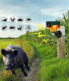 abordables -Répulsif solaire infrarouge pour animaux à 360° avec alarme sonore et lumineuse – Détecteur de mouvement pour animaux sauvages avec diffusion vocale et haut-parleur
