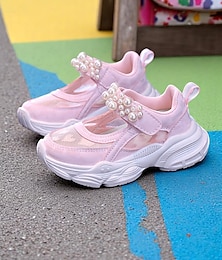 billige -Rosa Mary Jane-sneakers i netting med perlemorrem til jenter – pustende, lette sportssandaler til skolestart, for lekeplass og hverdagsbruk