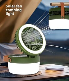economico -1 pz luce solare da campeggio per esterni, ventilatore pieghevole, luce da campeggio, illuminazione per tenda, luminosità, velocità del vento regolabile, lanterna portatile alimentata da tipo C