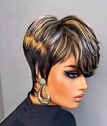 cheap -Pixie Cut Wigs For Black Women Synthetic Wig Short Layered Pixie Wigs With Bangs for Daily Use