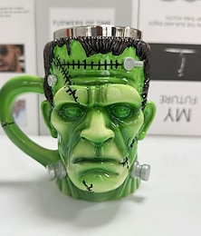 economico -Tazza da caffè con mostro di Halloween e motivo Frankenstein, in resina horror 3D con rivestimento in acciaio inossidabile, regalo spettrale per uomini e donne, decorazione gotica per bar di casa.
