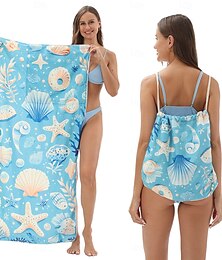 economico -Asciugamani da piscina ad asciugatura rapida, 2 in 1 telo da spiaggia assorbente, teli da campeggio pieghevoli, borsa portaoggetti, pieghevole, per piscina, bagno, campeggio
