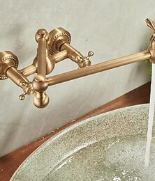 رخيصةأون -بالوعة الحمام الحنفية - سطح الجدار مطلي في وسط التعامل مع واحد اثنين من الثقوبBath Taps