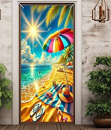 economico -Decorazioni per porte Ocean Beach Sunshine coperture per porte arazzo per porte tende per porte decorazione di sfondo banner per porte interne/esterne per la porta d'ingresso della fattoria