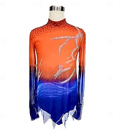 abordables -Trajes de patinaje artístico para hombres y niños, ropa de competición de entrenamiento de alta elasticidad, ropa clásica de patinaje sobre hielo de manga larga con cristales y diamantes de imitación.