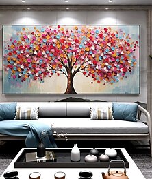 preiswerte -Mintura handgefertigte 3D-Ölgemälde mit Bäumen und Blumen auf Leinwand, Wandkunst, Dekoration, modernes abstraktes Bild für die Inneneinrichtung, gerolltes, rahmenloses, ungedehntes Gemälde