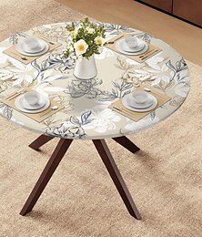abordables -Housses de table de luxe pour la maison, bord élastique, envers en flanelle, en vinyle, motif grand, rond, oblong, ovale