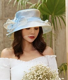 economico -Cappelli Organza Cappello da Sole Matrimonio Spiaggia Elegante Vintage Protezione Solare Con Floreale Copricapo Copricapo
