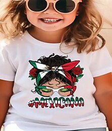 economico -100% Cotone Bambini Ragazze Bianco Cartoni animati Maglietta Girocollo Manica Corta All'aperto Vacanza Quotidiano Classico Casual Stampato Estate