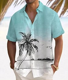 economico -Per uomo Albero di Cocco Piante Tropicali Camicia hawaiana estiva Camicia con Bottoni Camicia Aloha Manica Corta Hawaiano Vacanza Ferie Abbigliamento mare Estate Collo ripiegato Stampa 3D Una tasca
