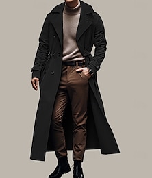 economico -Per uomo Giacca di transizione Trench lungo Uscire Tutte le stagioni Poliestere Leggero Capispalla Abbigliamento Streetwear Semplice Collo ripiegato Doppiopetto