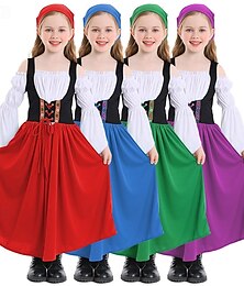 お買い得  -Oktoberfest ドレス ギャザースカート Folk ルネッサンス バイエルン ミュンヘン メドウズ 女の子 カーニバル ビール祭り 伝統的なスタイルの布