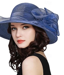 levne -Dámský organzový klobouk Kentucky Fascinator, zvonový klobouk, buřinka, koktejlový čajový dýchánek, svatební sluneční klobouk