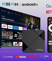preiswerte -h96max Android-TV-Box mit 4K Ultra HD, WLAN 6, Bluetooth 5.4, USB 3.0 – intelligenter Mediaplayer für Streaming, Gaming, Screencast und Heimkino