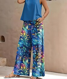 economico -Set di abbigliamento da vacanza in cotone e lino vintage per donne in 2 pezzi senza maniche scollatura tonda grafica a righe casual abbigliamento quotidiano rosso blu verde estate