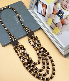 economico -1 pezzo Collana For Per donna Streetwear Quotidiano In Legno Lungo Perline