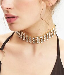 abordables -Collier ras du cou Zircon Strass Femmes Élégant Luxe Superposé Mariage Cercle Colliers Tendance Pour Mariage Soirée Quotidien