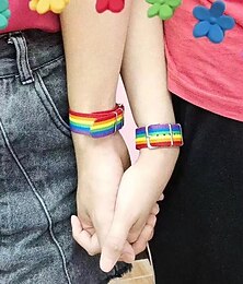 billiga -Unisex regnbågsfärgat nylonarmband med metallspänne - justerbart pride-armband för HBTQ-festivaler, vardagskläder och paraccessoarer