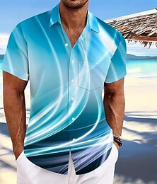 economico -Per uomo Geometrico Sfumatura Linea Camicia Camicia Estiva Camicia con Bottoni Manica Corta Moda Casual All'aperto Vacanza Abbigliamento Quotidiano Estate Primavera Collo ripiegato Stampa 3D camicie