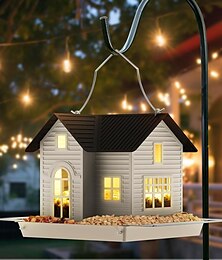 abordables -Comedero solar para pájaros: comedero colgante de metal para pájaros con luces solares, linterna solar para exteriores, decoración de jardín para exteriores, regalos únicos para mamá, abuela, Navidad.