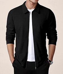 economico -Per uomo Giacca Camicia Giacca di transizione Quotidiano Traspirante Tasca Tutte le stagioni Semplice Classico Bavero Regolare Tessuto a Nido d'Ape Nero Bianco Blu reale Cachi Grigio chiaro Giacca