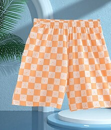 billiga -Barn Pojkar Shorts Rutig Andningsfunktion Komfort Shorts Utomhus Grundläggande Blå Orange Grön Mid midja