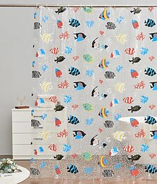 economico -Tenda da Doccia Trasparente Pesce Tropicale 180x200cm 70"x79" Impermeabile Leggera Fodera per Tenda da Doccia Tende da Bagno PEVA Lunghe alla Moda con 12 Ganci