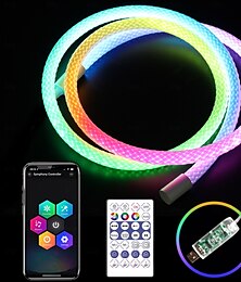 economico -Striscia LED al neon da 2 m/3 m/5 m, striscia luminosa impermeabile a 360° con telecomando per la sincronizzazione musicale &Illuminazione flessibile alimentata tramite USB e con controllo tramite app