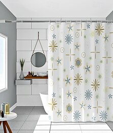 お買い得  -PEVAシャワーカーテンフローラルパターン印刷バスカーテン防水カビ防止、フック付き180x180cm 70"x70" 240cm長