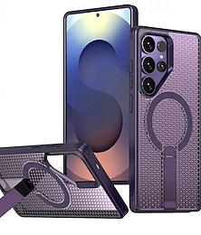 رخيصةأون -جراب هاتف مغناطيسي لهاتف Samsung Galaxy S24/S23 Ultra Plus A55 A35 A25 A15 5G - غطاء TPU مع حامل حلقي، ودعم الشحن اللاسلكي، ونمط هندسي