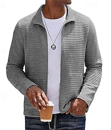 economico -Per uomo Giacca Leggera Giacca a nido d'ape Giacca Casual Vacanza Quotidiano Caldo Tasca Autunno & Inverno Semplice Moda Classico Collo alla coreana Regolare Nero Bianco Vino Cachi Verde militare