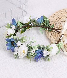 economico -Accessori per capelli bohémien, fascia per capelli con fiori da matrimonio in stile bosco, corona floreale verde, accessorio per foto