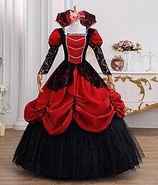 abordables -ancien Rococo Renaissance Maxi Robe Normal Juliette Princesse Mariée Plissé Volanté Princesse Col rond Femmes Halloween Carnaval Mascarade Performance Soirée Halloween Adultes Toutes saisons