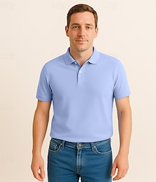 economico -Per uomo Semplice Manica Corta Collo ripiegato Essenziale Sport & Outdoor Casuale Athleisure Tutte le stagioni Blu chiaro Verde scuro Magenta
