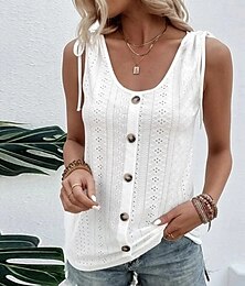 economico -Per donna Canotta a canotta Semplice Elegante Casual Senza Maniche Girocollo Top Regolari Quotidiano Ferie Pizzo Arricciato Bianco Giallo Rosa Blu Viola Estate Primavera