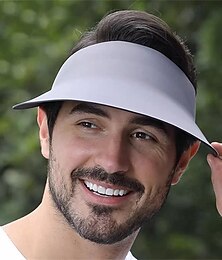 abordables -Visera deportiva de tenis Sonnenblende Hombre Color sólido Clásico Moda Ajustable Protección solar UV Transpirable para Tenis Béisbal Corriendo Verano Gris oscuro Negro Caqui