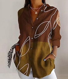 economico -Per donna Camicia Fiore Quotidiano Elegante Essenziale Mezza Manica Scollo a V Top Regolari Quotidiano Ferie Stampato Rosa Blu Marrone Primavera Autunno
