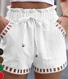 economico -Per donna Shorts Pantaloni Eleganti Streetwear Casual Corto Naturale Semplice Tasca Design con Coulisse Elastica Comodo All'aperto Confortevole All'aperto Streetwear Magenta Marrone scuro Nero Bianco