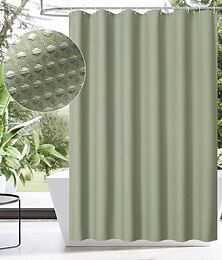 abordables -Rideau de douche en tissu rideaux lourds à texture gaufrée pour salle de bain ensemble de rideaux de bain en polyester de luxe pesé avec 12 crochets en plastique